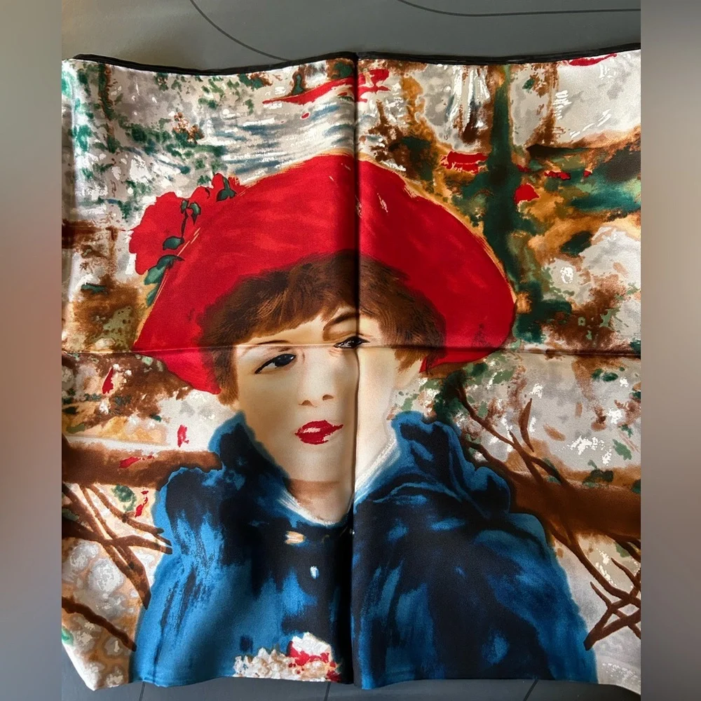 Women Square Scarf in 100% Twill Silk 90cm